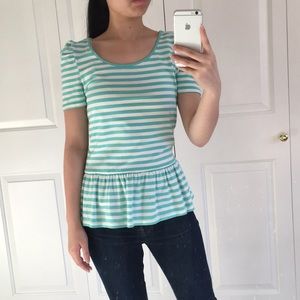 Forever 21 - Teal Striped Peplum Top/Blouse